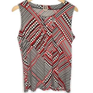Anne Klein Black White Red Sleeveless Top …